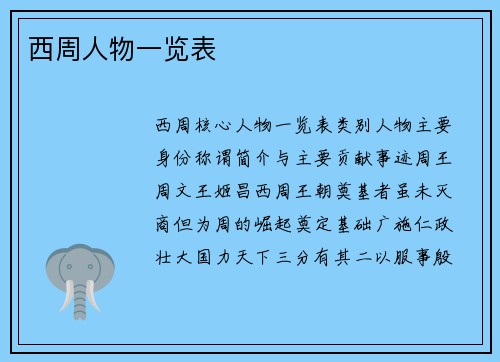 西周人物一览表